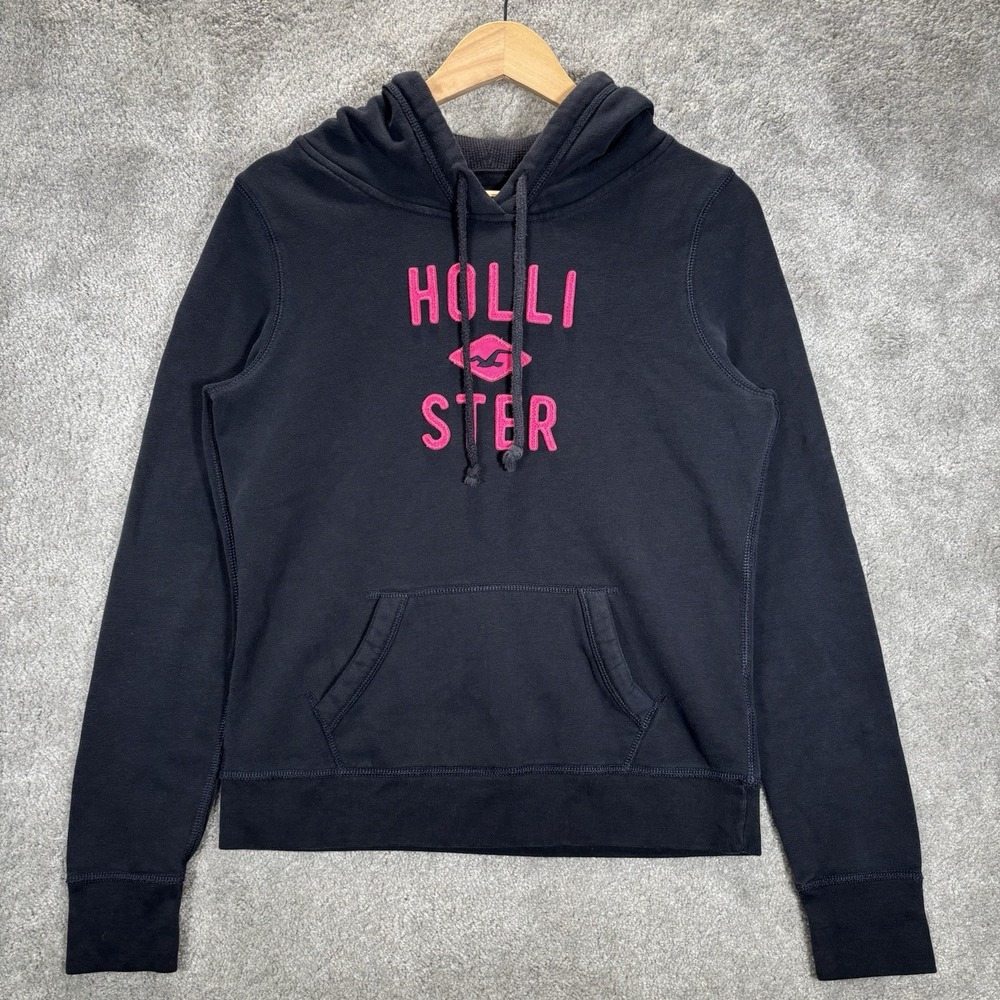 Vintage Hollister Hoodie Sweatshirt Womens L Pullover Blue Embroidered Y2K‎